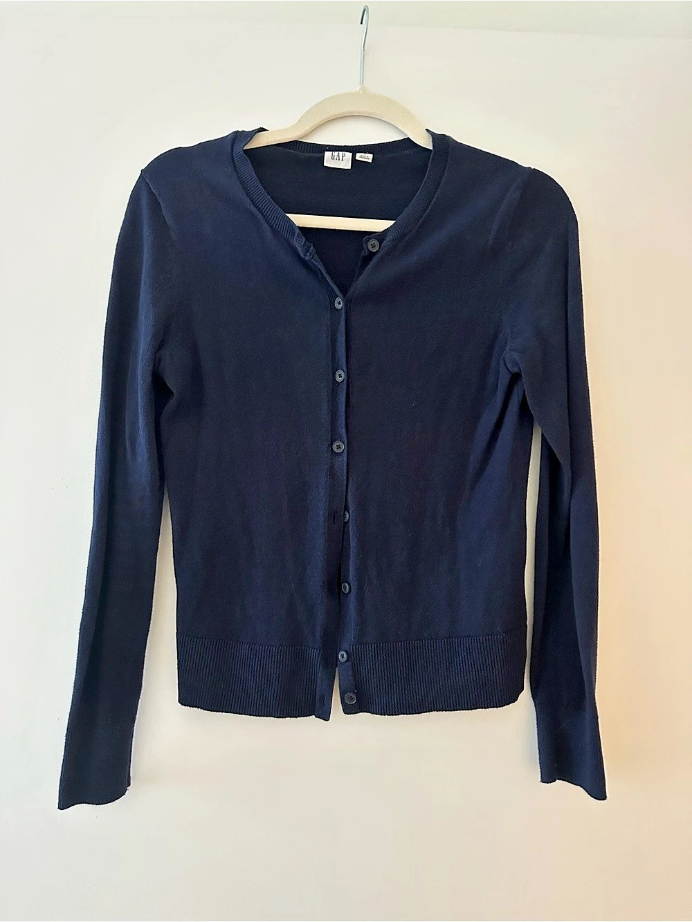 Gap Crewneck Button-Front Cardigan Blue Small